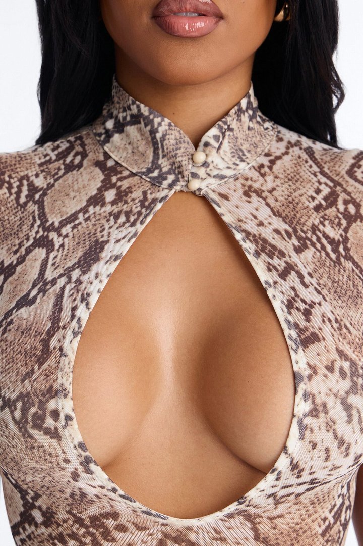 Seamless Seduction Sheer Mesh Maxi Dress - Taupe/combo