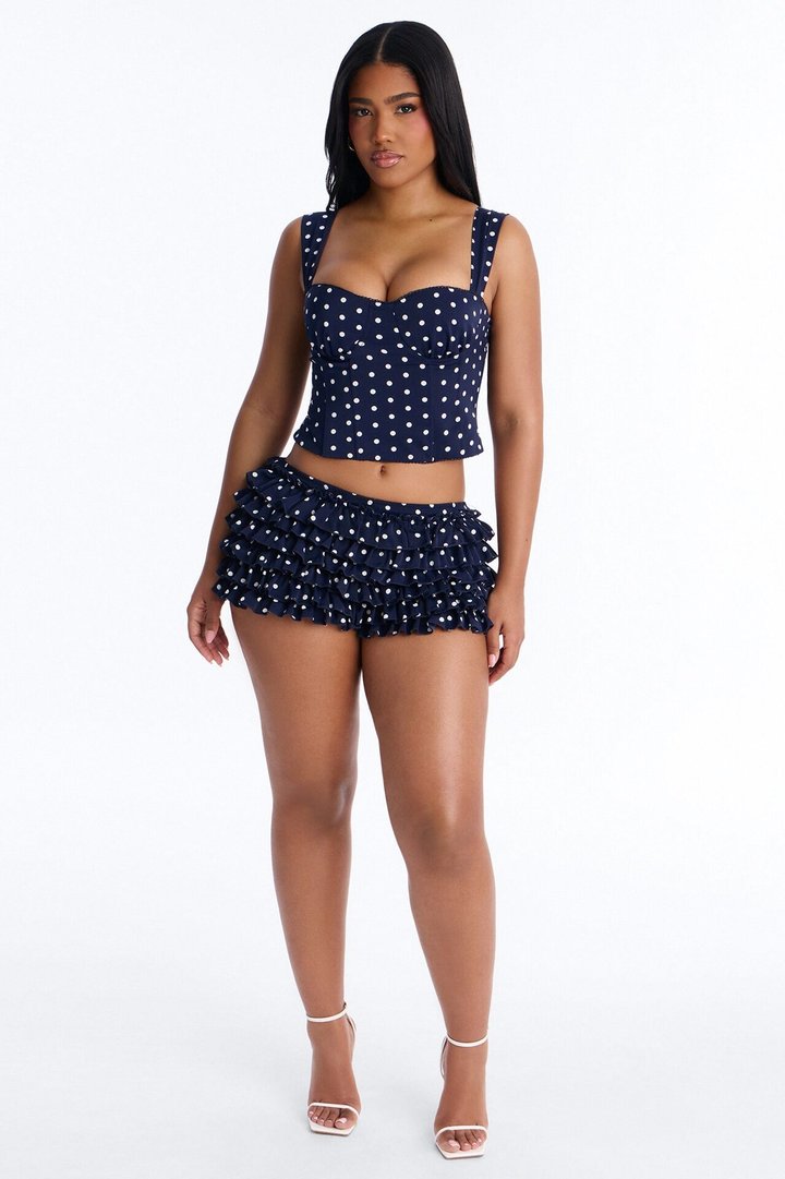 Lovely Day Polka Dot Corset Top - Navy