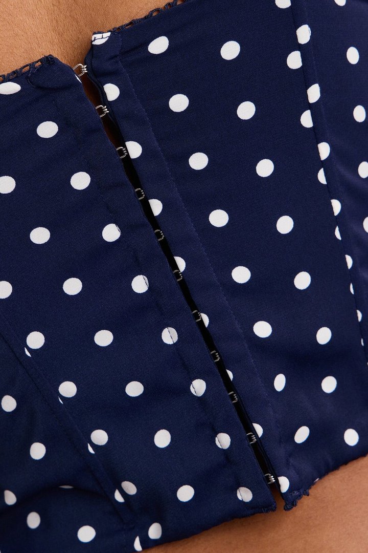 Lovely Day Polka Dot Corset Top - Navy