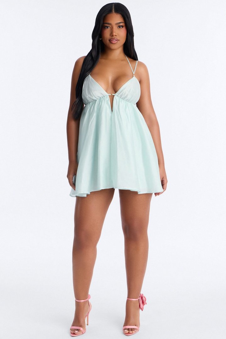 Kali Flowy Backless Mini Dress - Light Blue