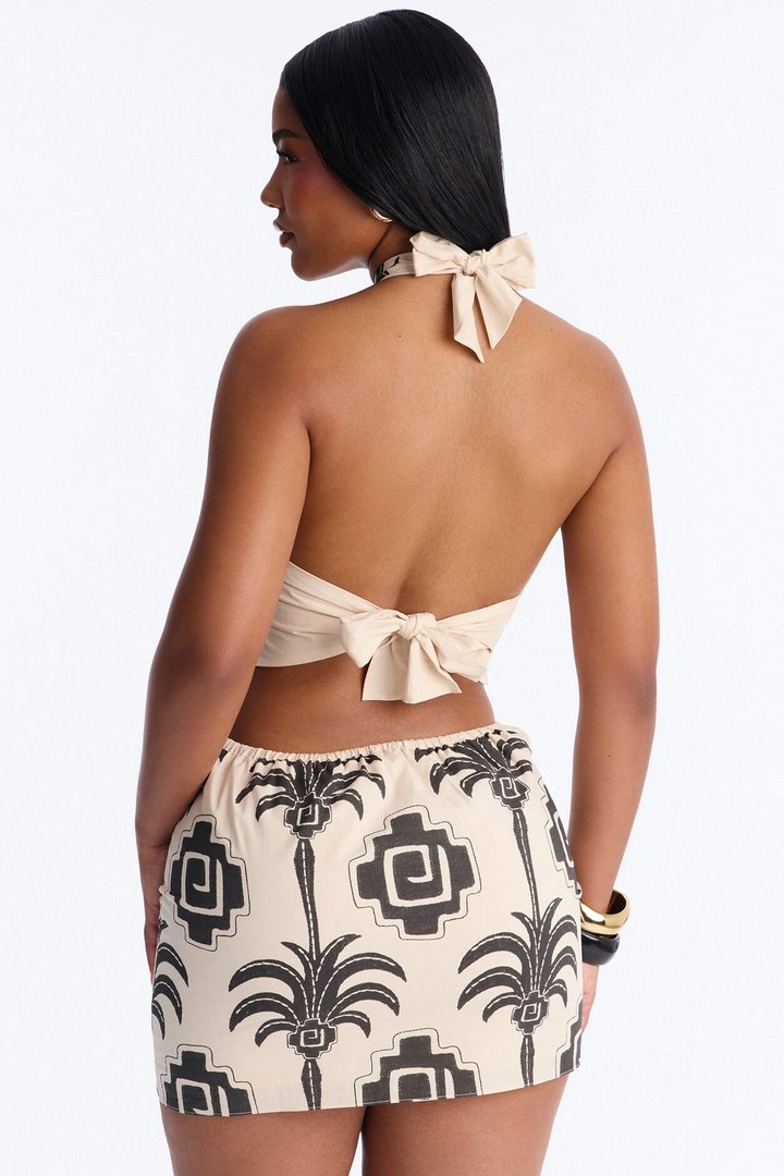 Dinae Halter Mini Dress - Cream/combo