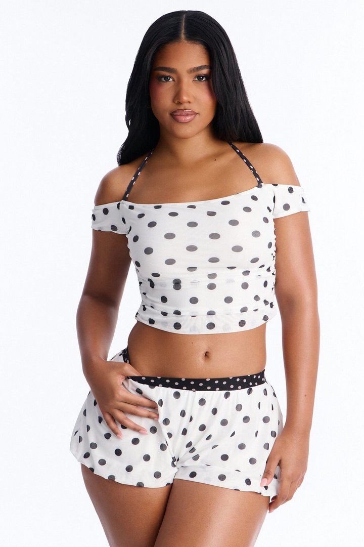 Gigi Polka Dot Bubble Short Set - White/Black