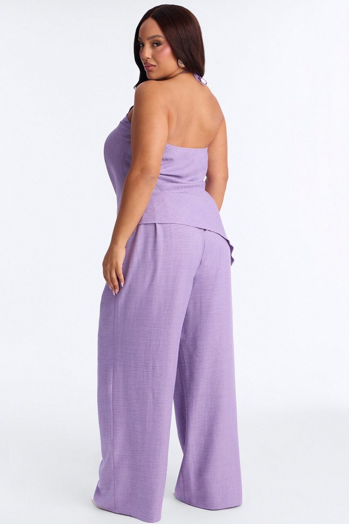 Irene Halter Asymmetrical Pant Set - Purple