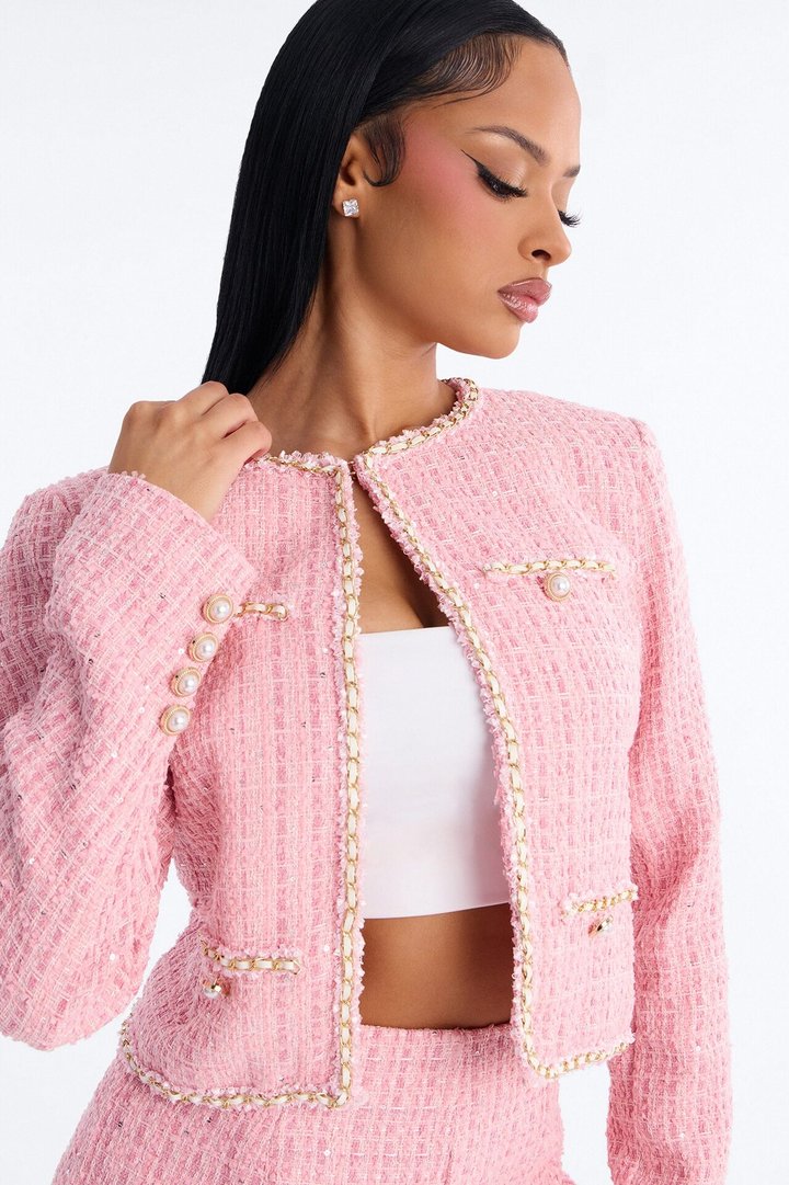 Sophia Tweed Short Set - Pink