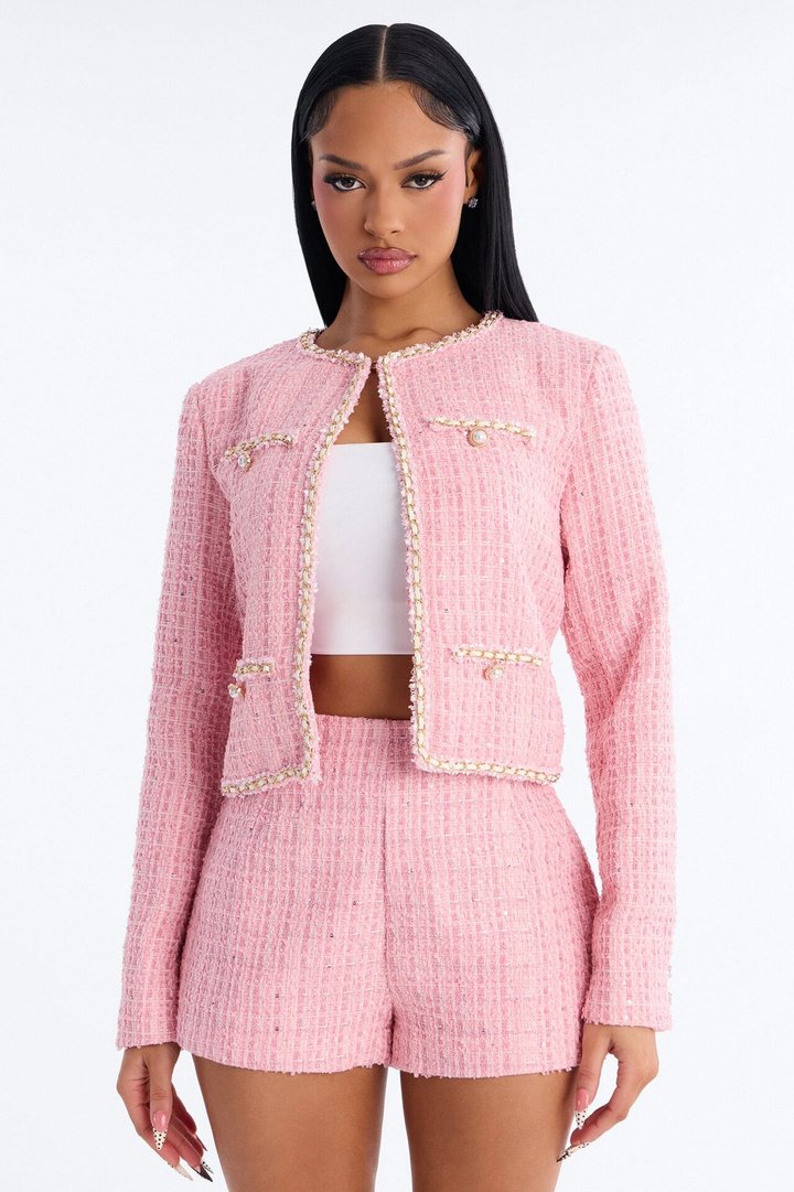 Sophia Tweed Short Set - Pink