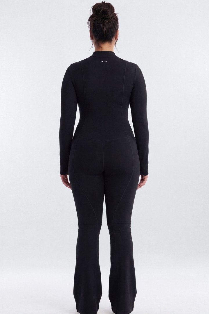 CloudForm™ 32″ Long Sleeve Flare Jumpsuit - Black