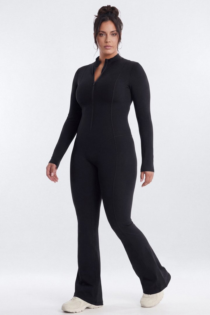 CloudForm™ 32″ Long Sleeve Flare Jumpsuit - Black