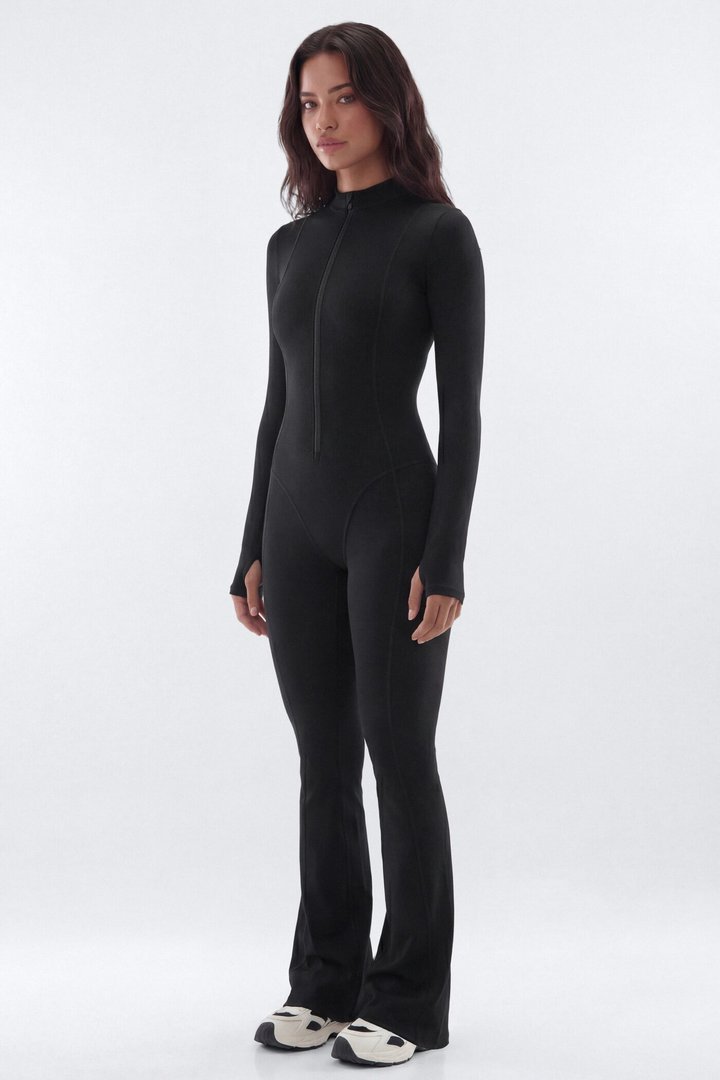 CloudForm™ 32″ Long Sleeve Flare Jumpsuit - Black