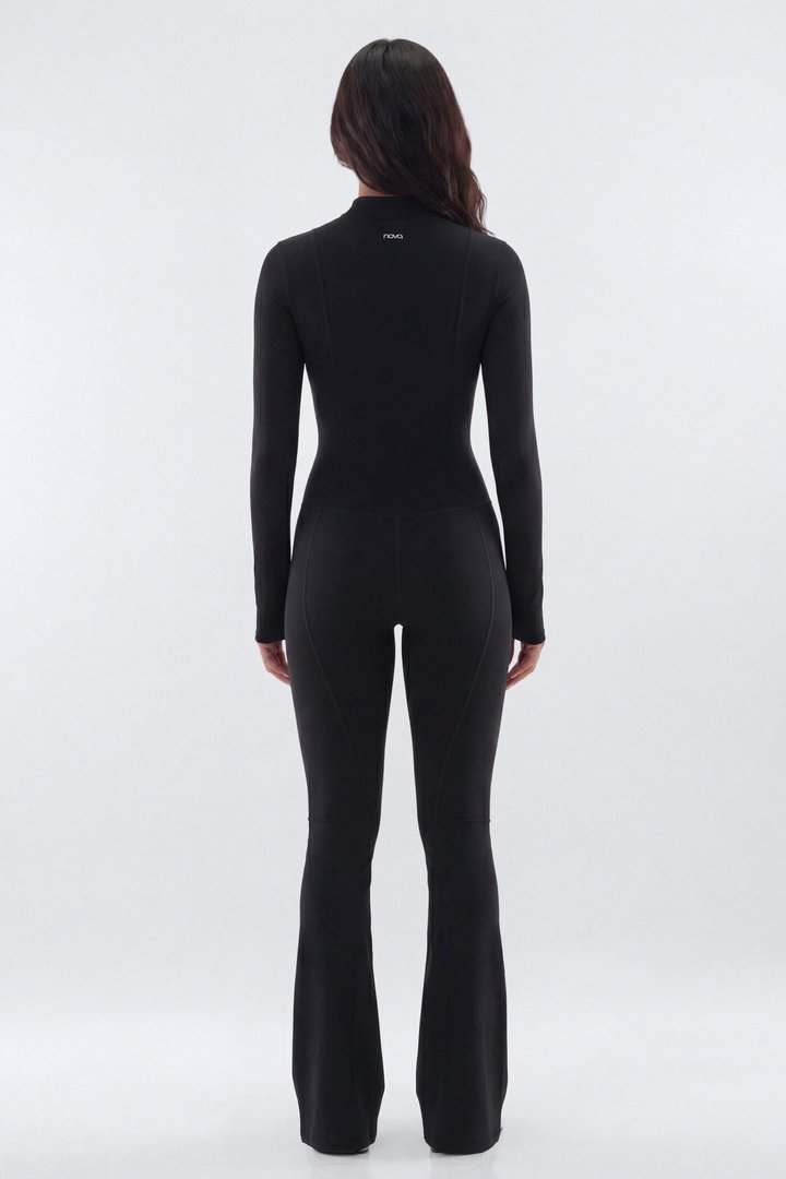 CloudForm™ 32″ Long Sleeve Flare Jumpsuit - Black