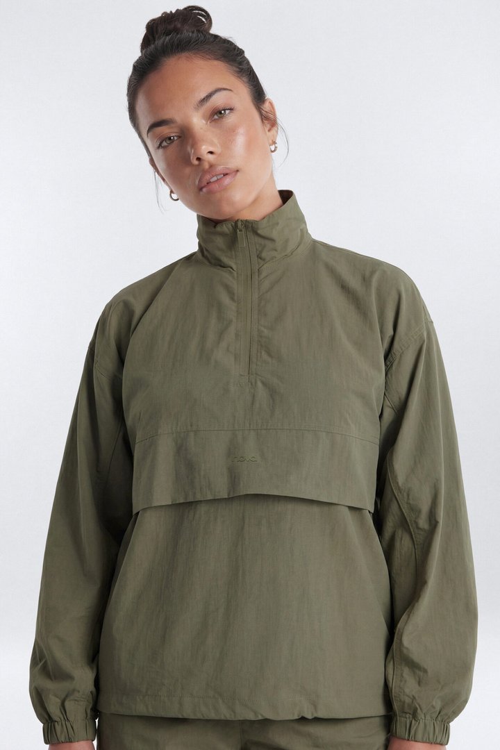 CoreNylon Mock Neck Half Zip Track Jacket - Moss