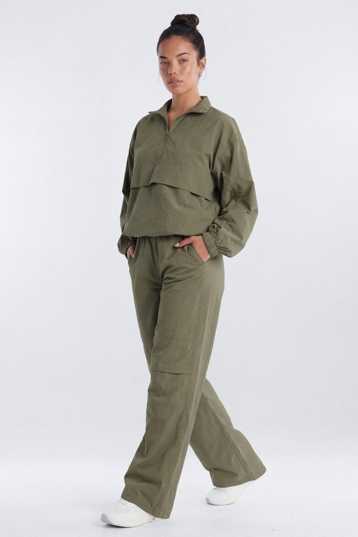 CoreNylon 32″ Wide Leg Track Pant - Moss