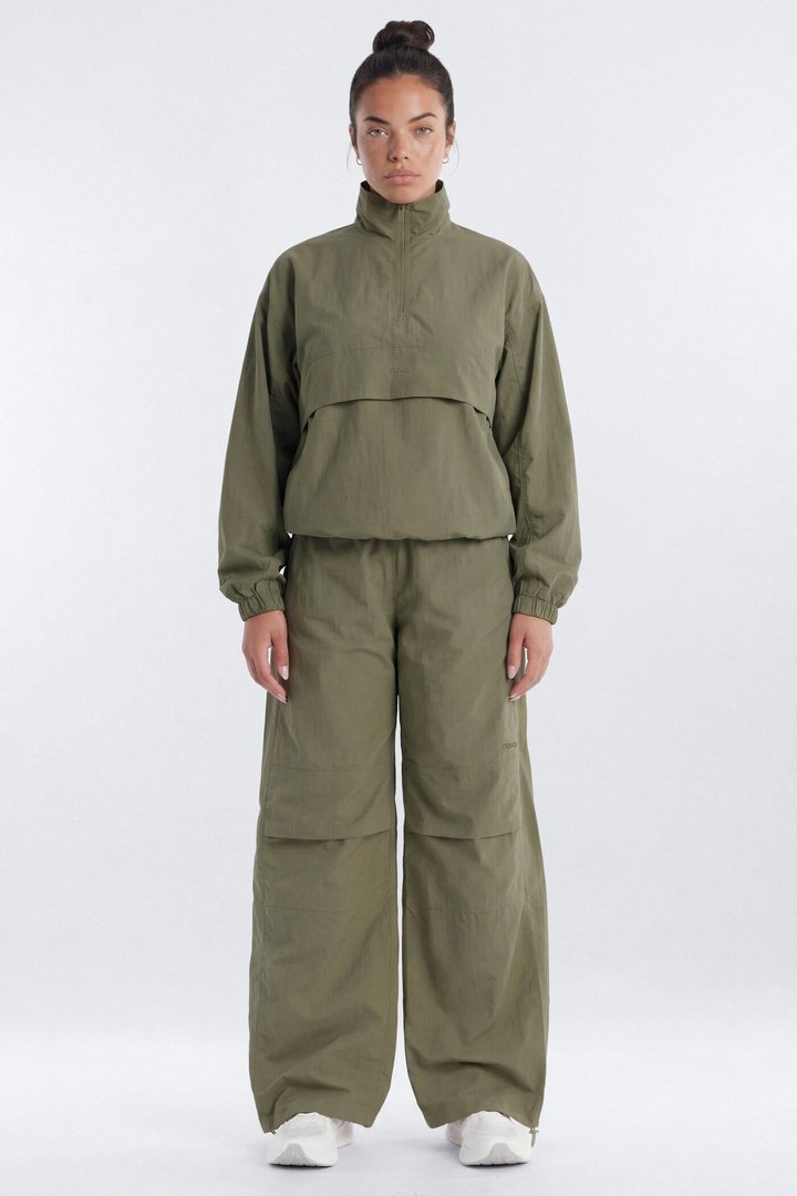 CoreNylon 32″ Wide Leg Track Pant - Moss
