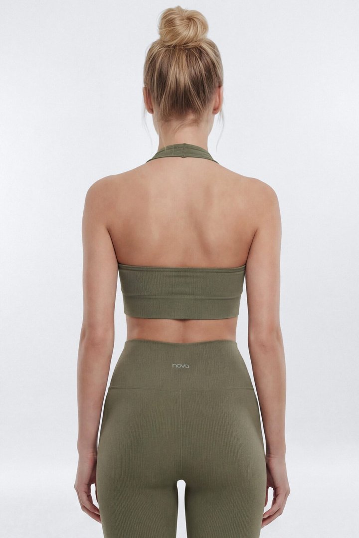 SeamlessLift™ Halter Sports Bra - Moss