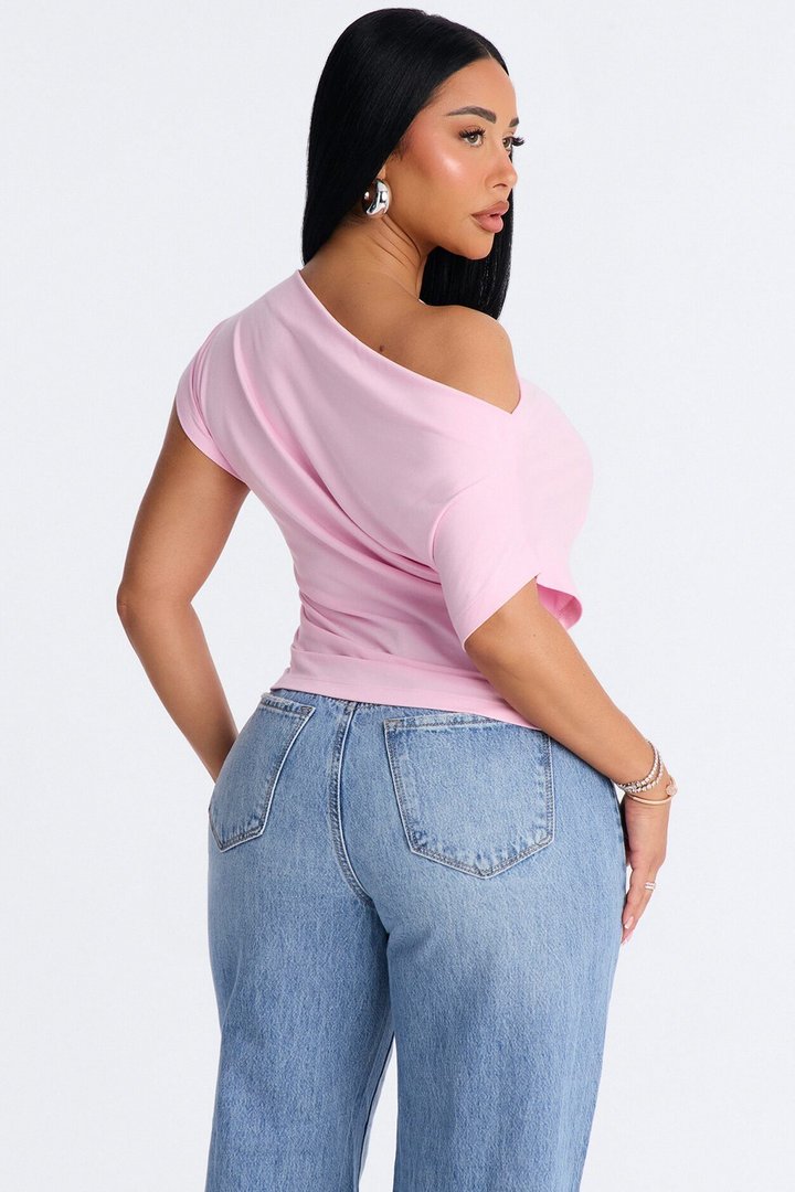 Eva Effortless One Shoulder Top - Pink