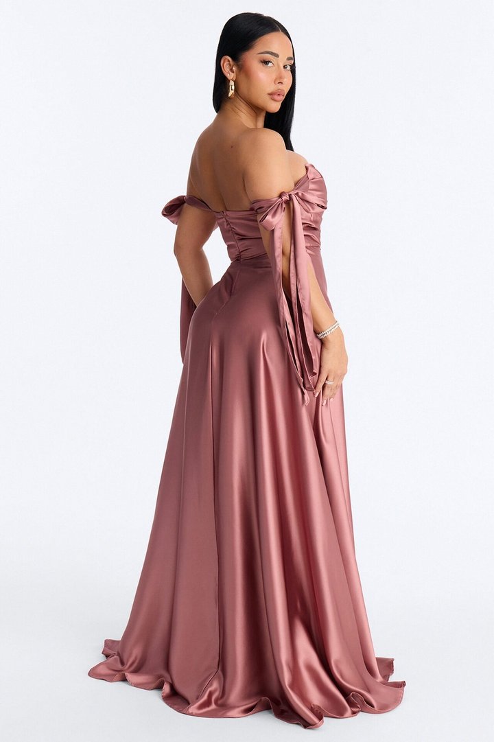 Sweet Intentions Satin Gown - Mocha