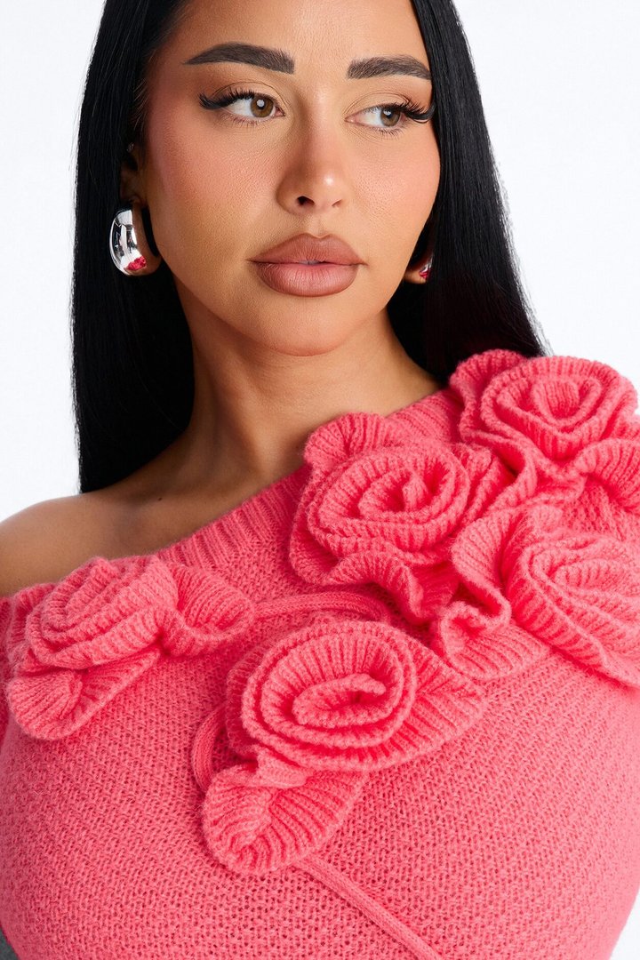 Brighten Up Long Sleeve Sweater Mini Dress - Coral