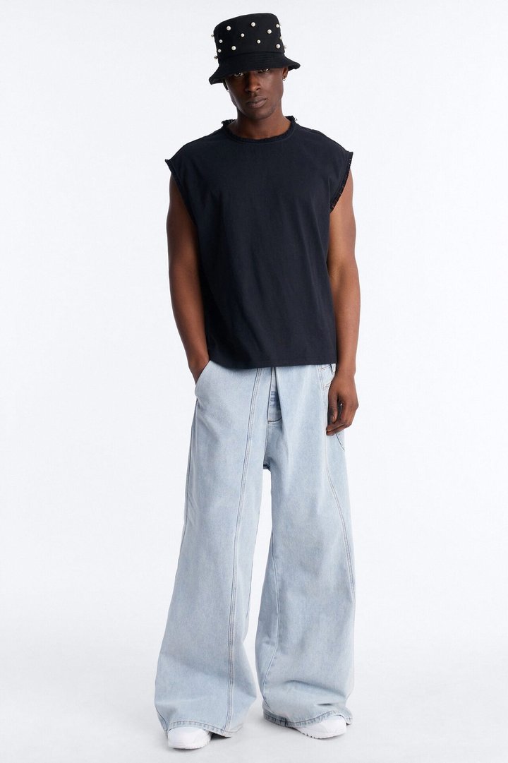 Baggy Crossover Come Again Jean - Light Wash