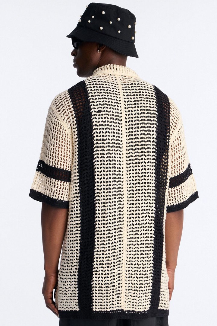 Casa Del Sol Crochet Button Up Shirt - Cream