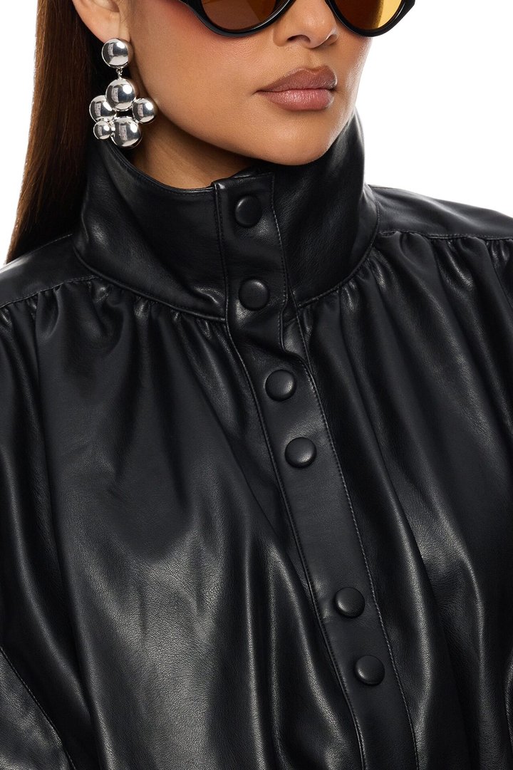 Noelia Faux Leather Jacket - Black