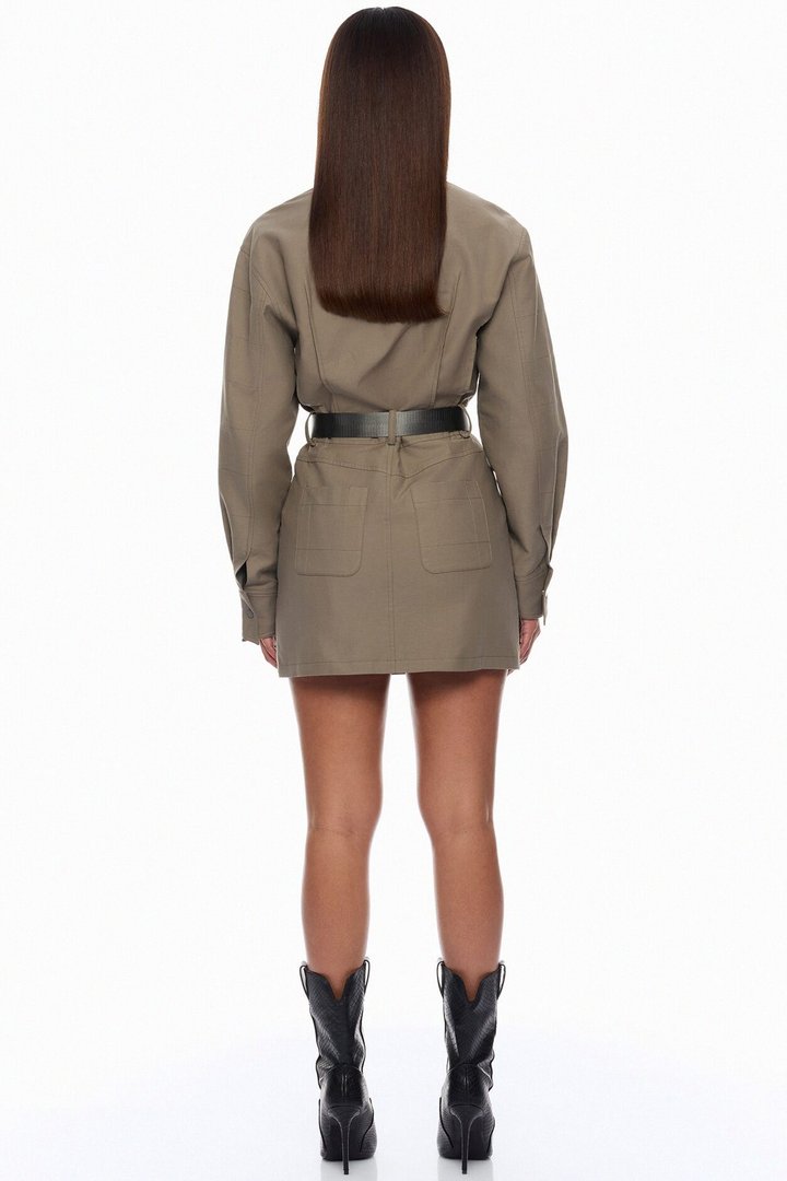 Morgan Belted Cargo Mini Dress - Olive