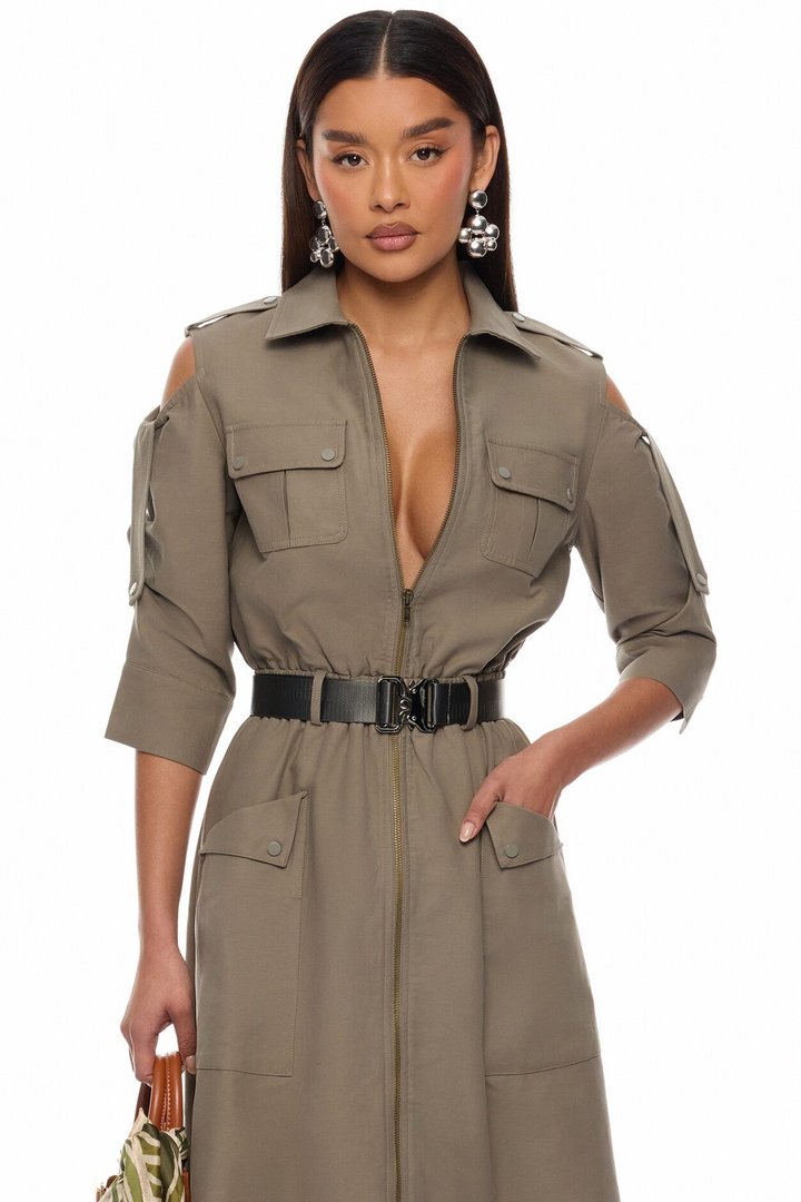 Morgan Cargo Maxi Dress - Olive