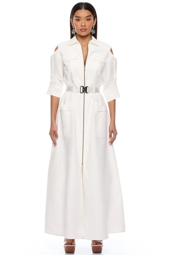 Morgan Cargo Maxi Dress - White