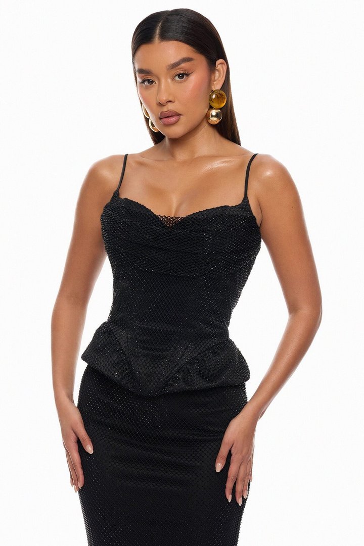 Undeniable Shine Rhinestone Gown - Black