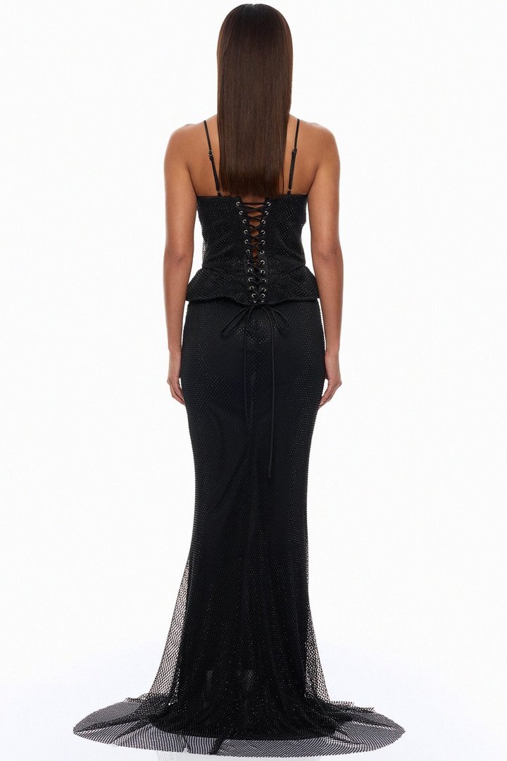 Undeniable Shine Rhinestone Gown - Black