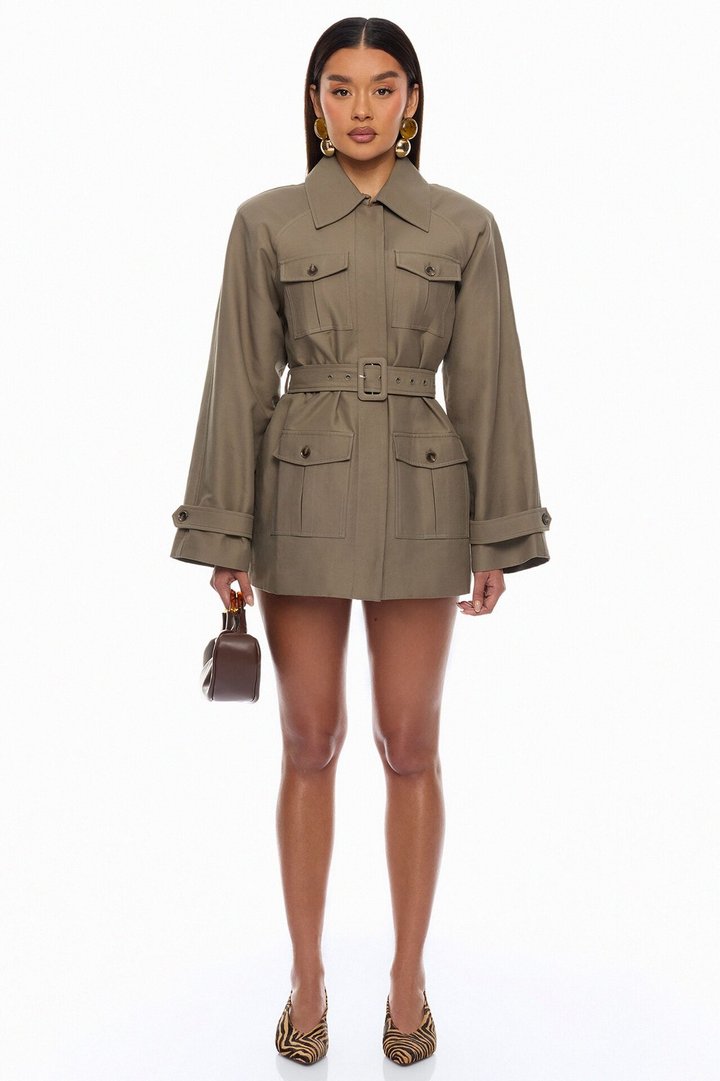 Marcella Belted Jacket - Olive