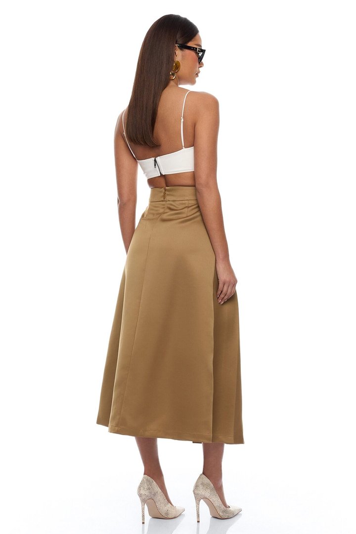 Kamila Pleated Midi Skirt - Olive