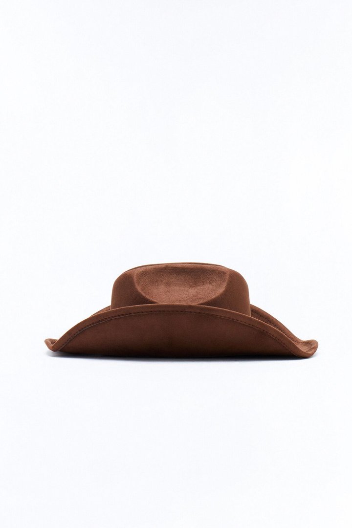 Camila Faux Suede Cowboy Hat - Brown