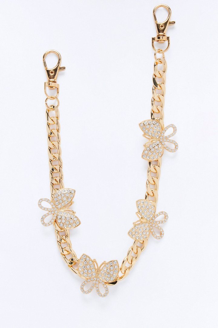 Aubrey Rhinestone Butterfly Pant Chain - Gold