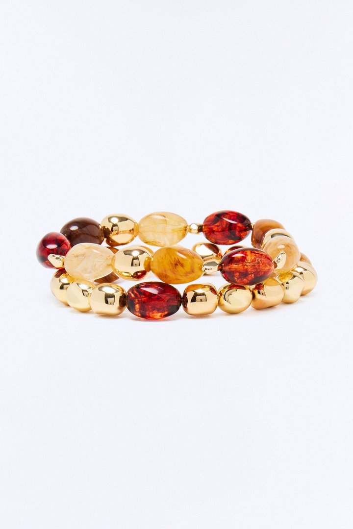 Sundara 2 Piece Bracelet Set - Gold/Brown