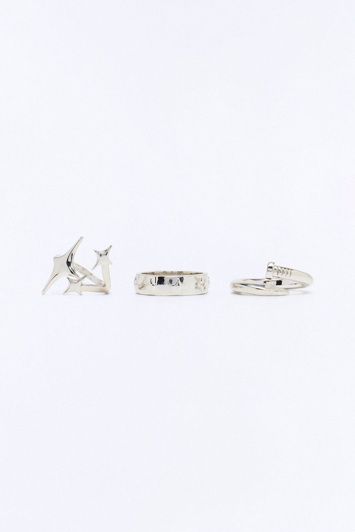 Starry Edge Multi Size Ring Set - Silver