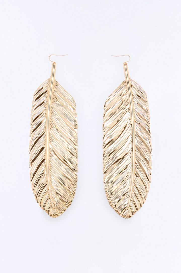 Willow Leaf Drop Earrings - Gold