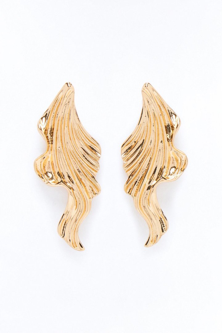 Abstract Wings Drop Earrings - Gold
