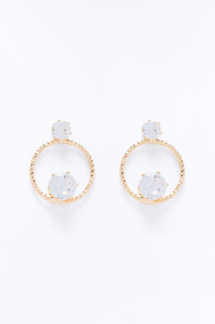 Hopeful Rhinestone Stud Earrings - Gold
