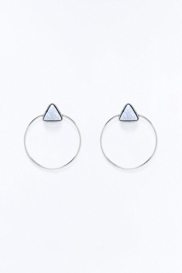 Iris Stone Drop Earrings - Silver