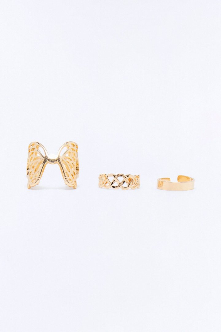 Spring Bloom 3 Piece Toe Ring Set - Gold
