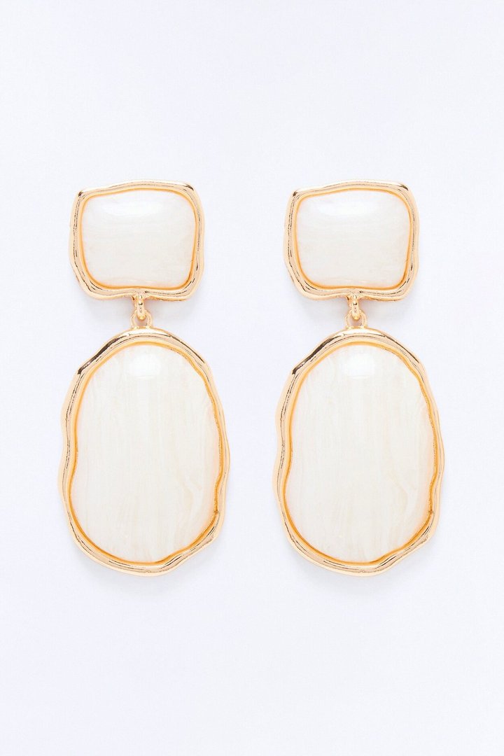 Angelic Aura Drop Earrings - White/Gold