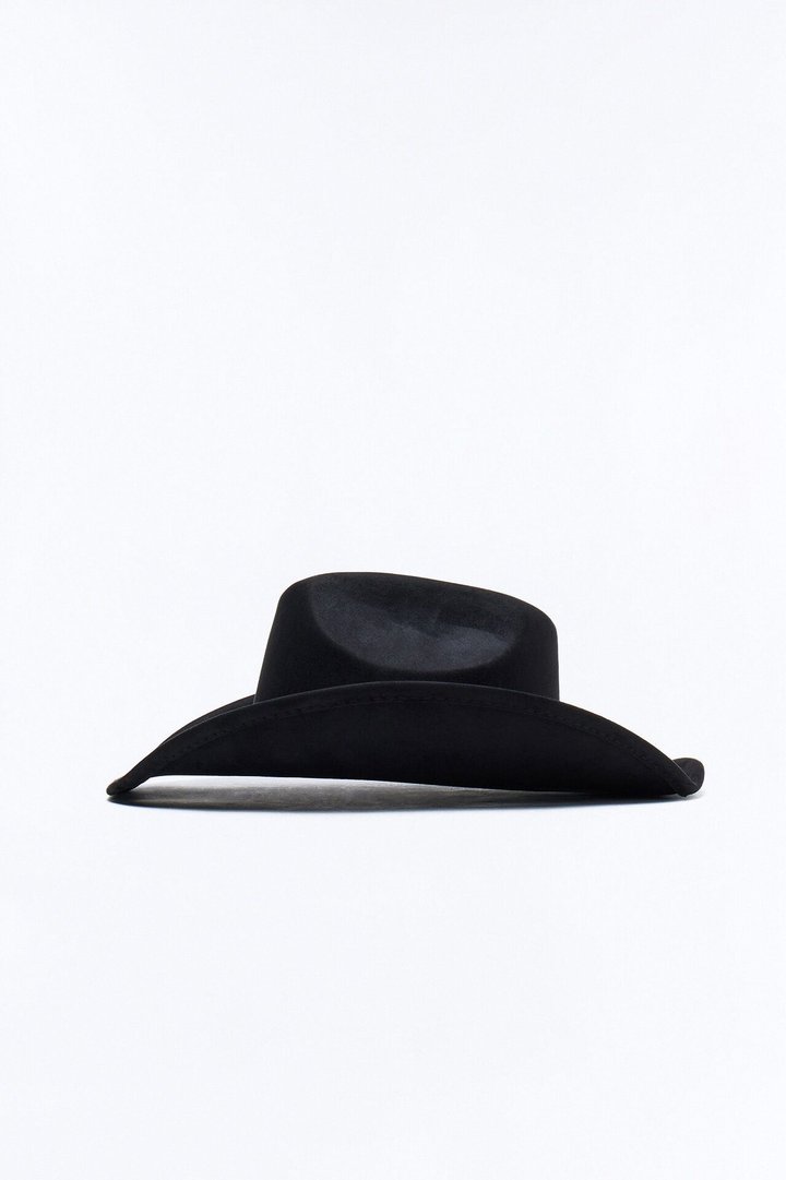 Lone Star Faux Suede Studded Cowboy Hat - Black