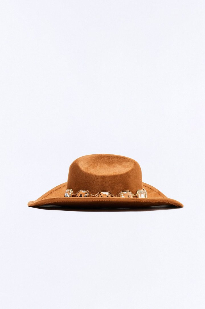 Livin' It Up Faux Suede Cowboy Hat - Cognac