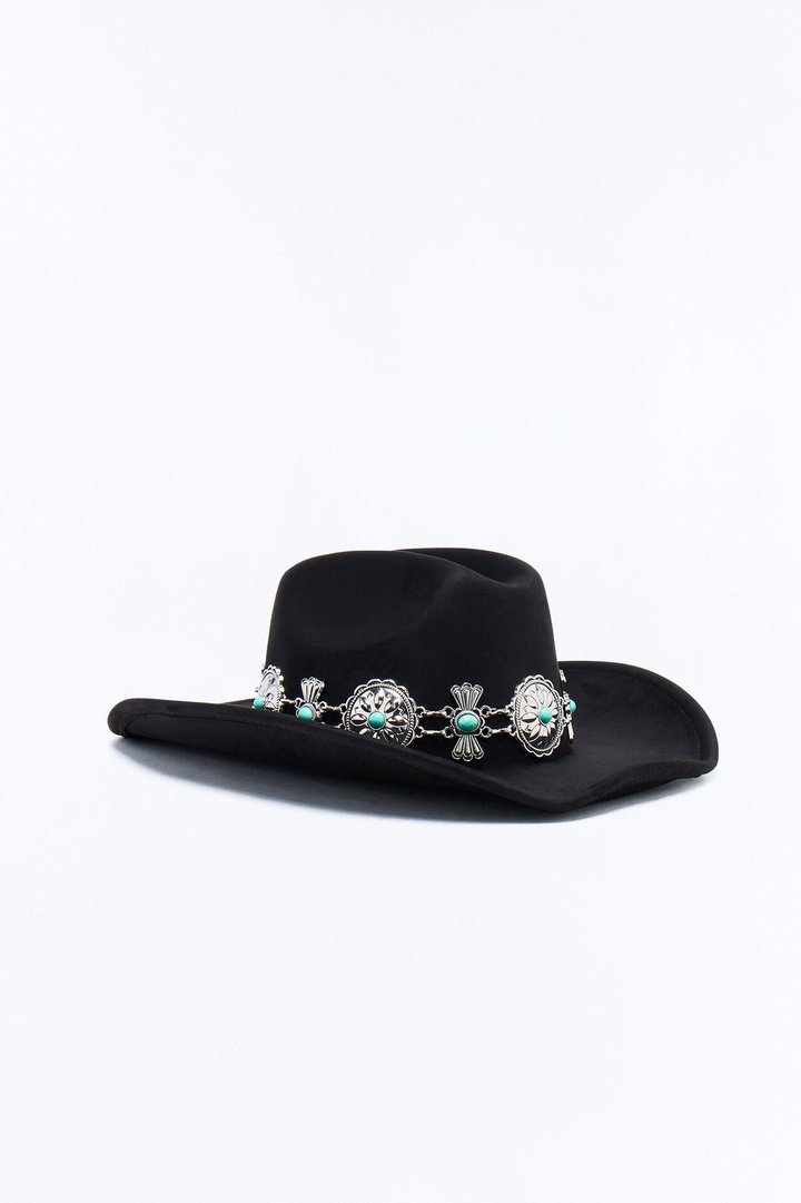 Off To The Rodeo Faux Suede Cowboy Hat - Black