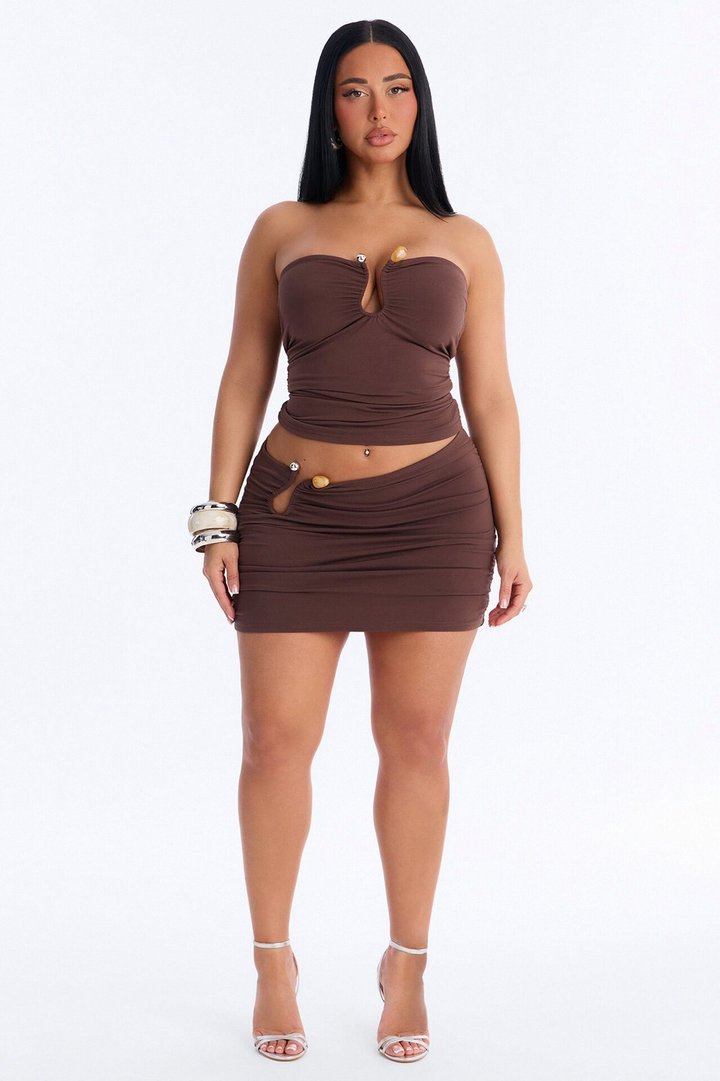 Celeste Mini Skirt Set - Chocolate