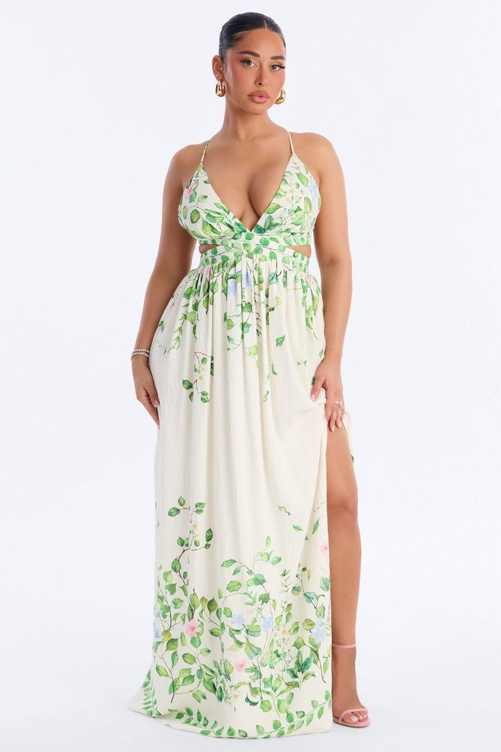 Dainty Love Linen Maxi Dress - Ivory/combo