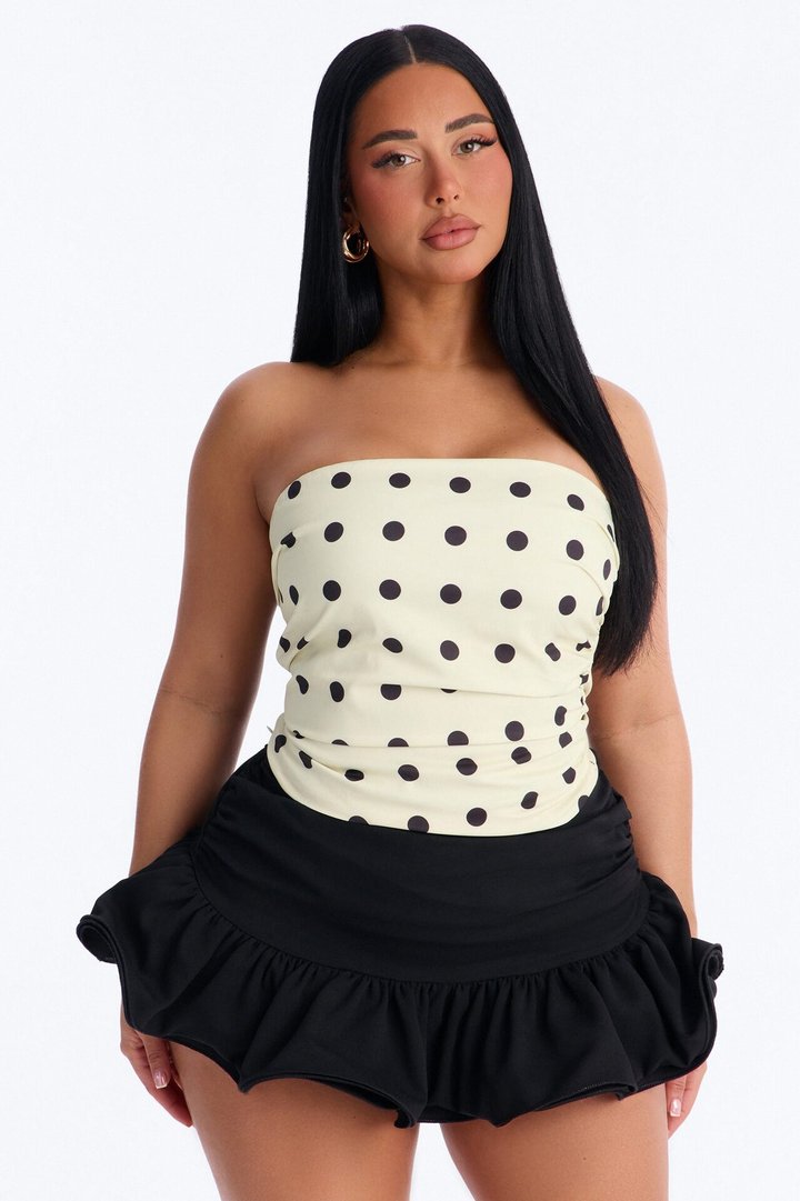 Dots Before Drama Smocked Tube Top - Cream/combo