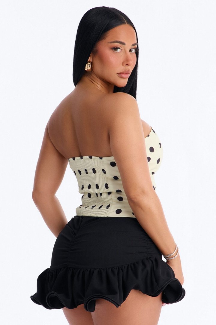 Dots Before Drama Smocked Tube Top - Cream/combo