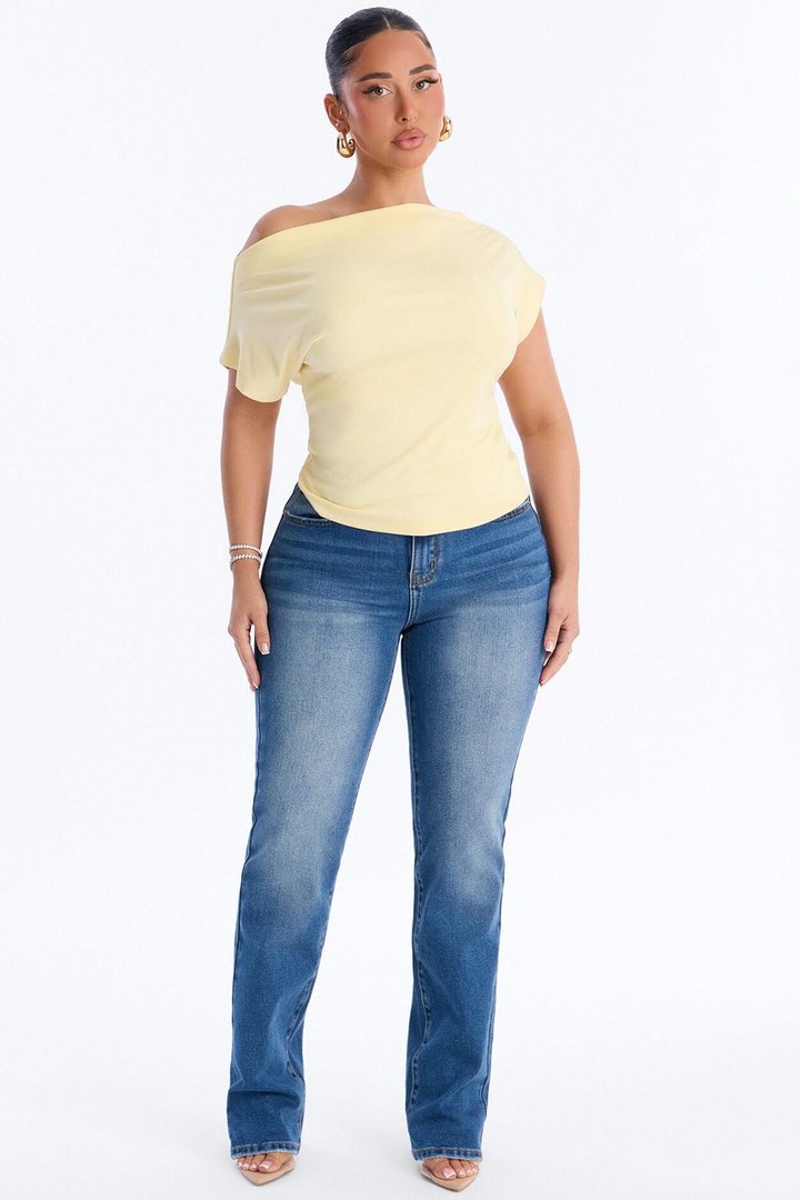 Eva Effortless One Shoulder Top - Butter Yellow