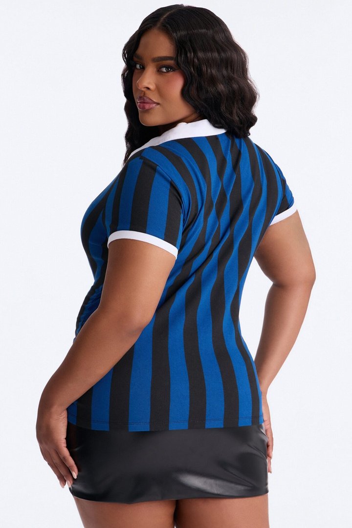 First Pick Striped Short Sleeve Top - Navy/combo