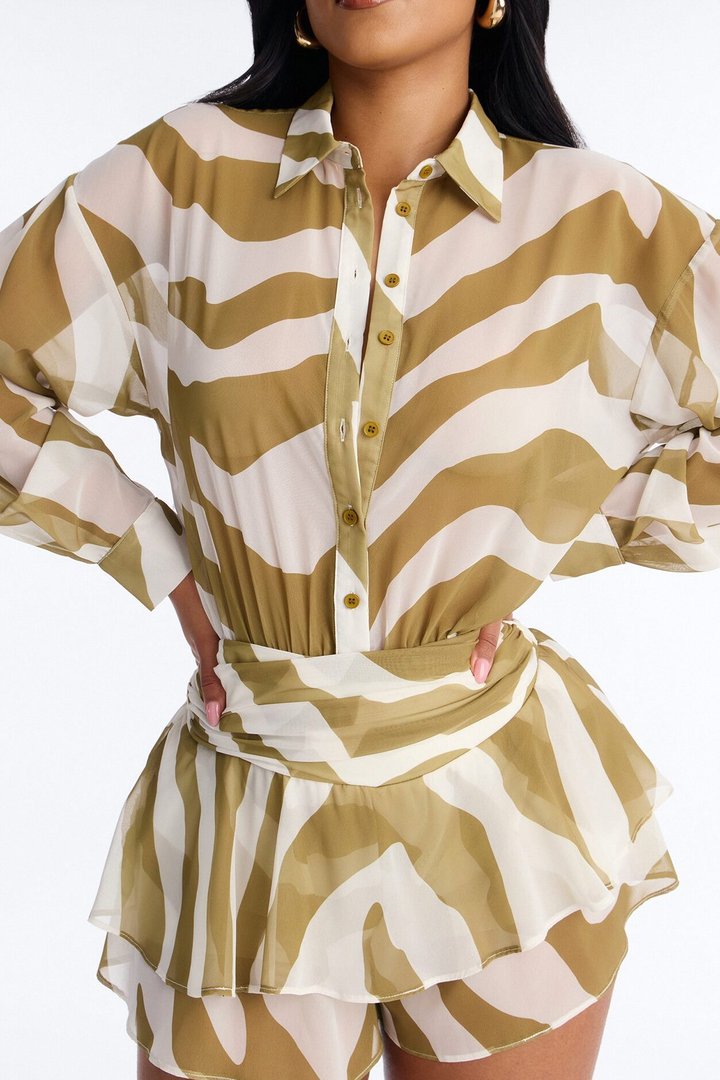 Celine Chiffon Collar Romper - Sage